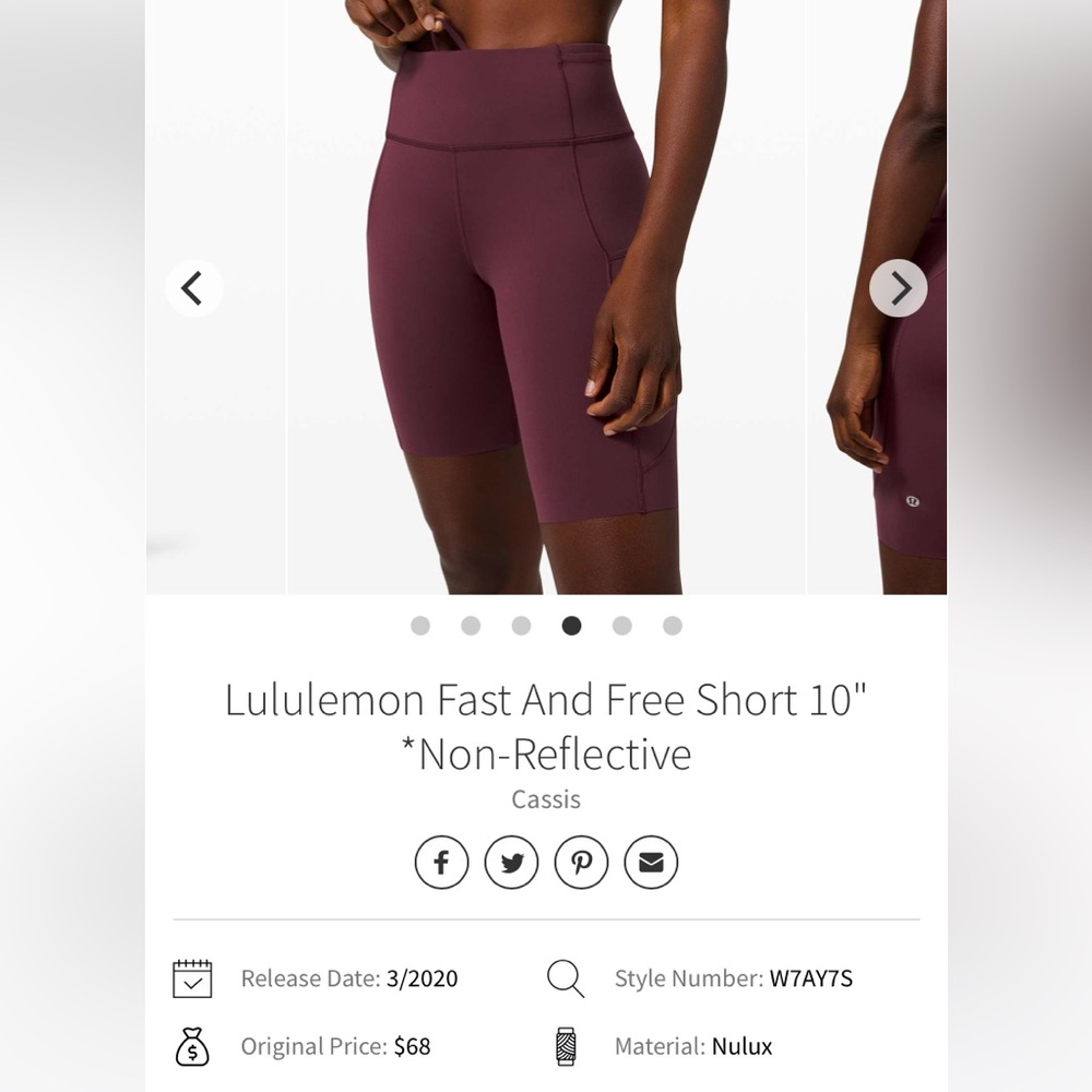 Lululemon fast and free bike shorts